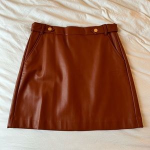 Faux Leather, brown mini skirt, Loft, size 10